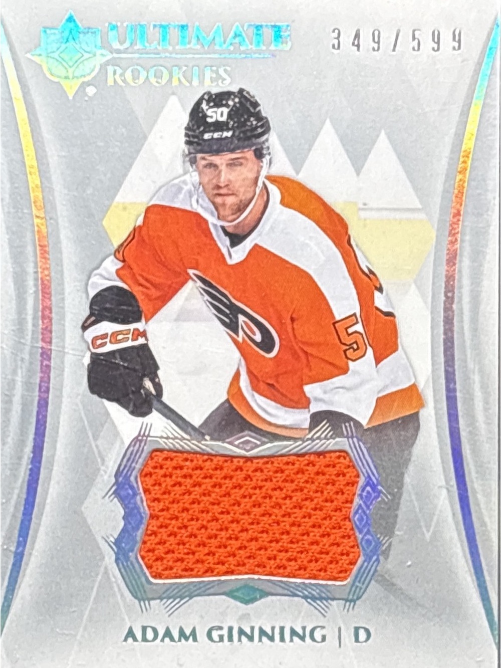 Ultimate Rookies Adam Ginning RookieTrading Card Orange Jersey Swatch LE 349/599